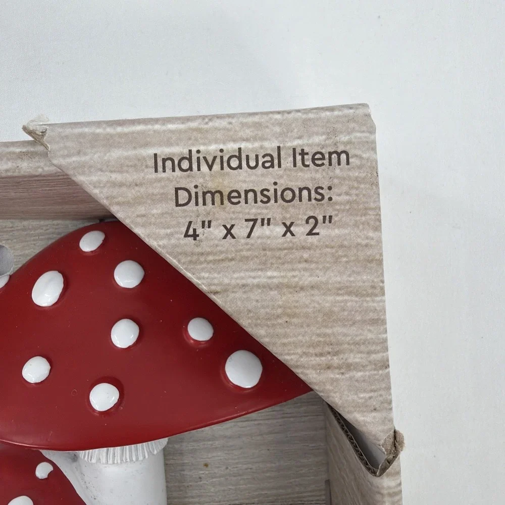 Mushroom Hook Set Red White Polka Dot Resin 3 Piece Cottage Garden Whimsical